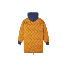 Mid-Length Contrasting Colors Hooded Quilted Jacket Brown Mid-Length Contrasting Colors Hooded Quilted Jacket Brown